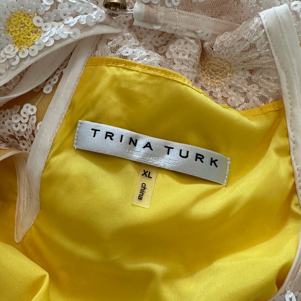Trina Turk Yellow Floral Lace Midi Dress - Picture 3 of 6